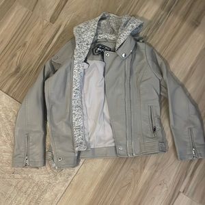 SugarFly Childs Large Leather Jacket, Sweater hood